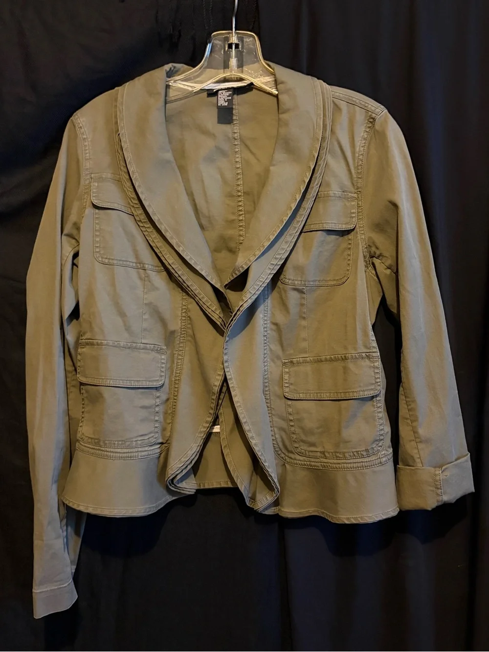 DKNY Olive Utility Jacket with Shawl Lapel